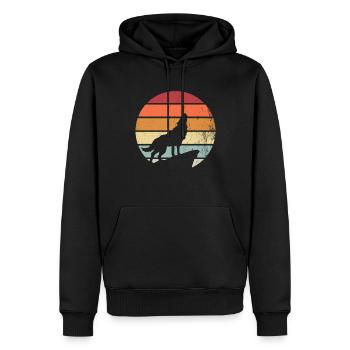 Idée cadeau Retro Wolves Wolf - Sweat à capuche Premium bio Homme - noir - Devant - Nico (187cm)