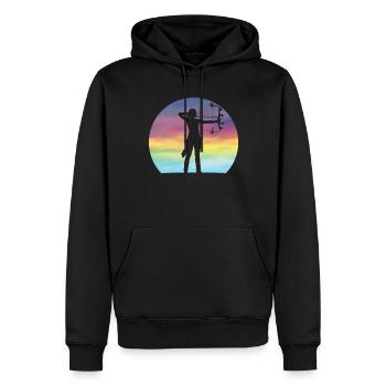 Bogenschießen Mädchen Retro Sonnenuntergang Bogenjagd Bogenschießen - Männer Premium Bio Hoodie - Schwarz - Vorne - Nico (187cm)