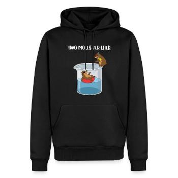 Deux moles par litre de chimie Cadeau - Sweat à capuche Premium bio Homme - noir - Devant - Nico (187cm)