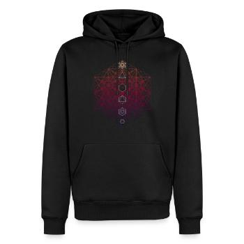 64 Tetraeder Metatrons Würfel Sacred Geo - Männer Premium Bio Hoodie - Schwarz - Vorne - Nico (187cm)