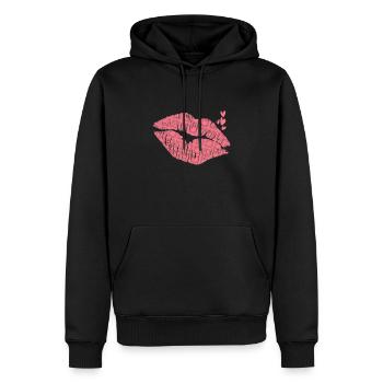 Kiss Mouth Saint-Valentin Amour Fleurs Vacances - Sweat à capuche Premium bio Homme - noir - Devant - Nico (187cm)