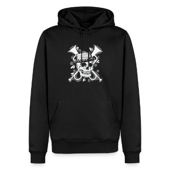 Ska Totenkopf mit Hut Trompete Musikstil - Männer Premium Bio Hoodie - Schwarz - Vorne - Nico (187cm)