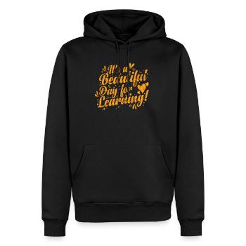 C’est une belle journée pour apprendre la profession - Sweat à capuche Premium bio Homme - noir - Devant - Nico (187cm)