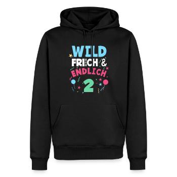 2. Geburtstag Wild, Frech & Endlich 2 Jahre - Männer Premium Bio Hoodie - Schwarz - Vorne - Nico (187cm)