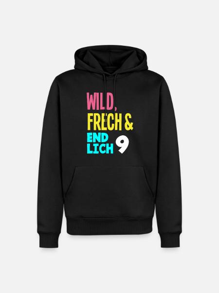 9. Geburtstag Wild, Frech & Endlich 9 Jahre - Männer Premium Bio Hoodie - Schwarz