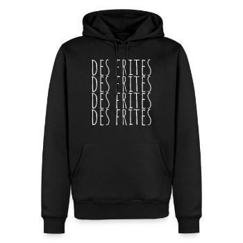 Des frites Des frites Des frites cadeau - Sweat à capuche Premium bio Homme - noir - Devant - Nico (187cm)