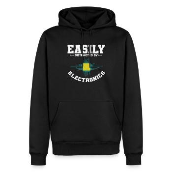 Easily Distracted By Electronics Beruf - Männer Premium Bio Hoodie - Schwarz - Vorne - Nico (187cm)