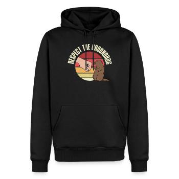 Respect The Groundhog Murmeltiertag Geschenk - Männer Premium Bio Hoodie - Schwarz - Vorne - Nico (187cm)