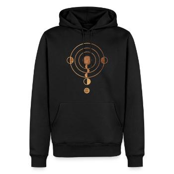 Kornkreis Sacred Geometry Stargazer - Männer Premium Bio Hoodie - Schwarz - Vorne - Nico (187cm)