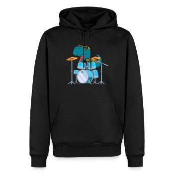 Drôle de cadeau de batterie de dinosaure - Sweat à capuche Premium bio Homme - noir - Devant - Nico (187cm)