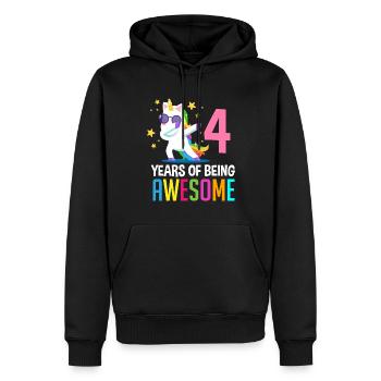 4ème anniversaire 4 ans licorne chemise d’anniversaire - Sweat à capuche Premium bio Homme - noir - Devant - Nico (187cm)