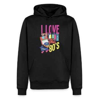 Tenue de fête des années 80 Costume de fête des années 80 - Sweat à capuche Premium bio Homme - noir - Devant - Nico (187cm)