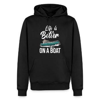 Boot Crew Kapitän Motorboot Yacht Boot - Männer Premium Bio Hoodie - Schwarz - Vorne - Nico (187cm)