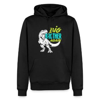 Je vais être Big Brother Dinosaur Dino à nouveau - Sweat à capuche Premium bio Homme - noir - Devant - Nico (187cm)
