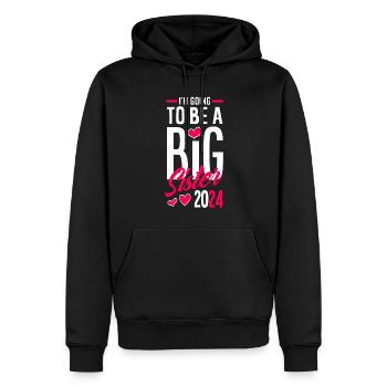 Je serai une grande sœur en 2024 - Sweat à capuche Premium bio Homme - noir - Devant - Nico (187cm)