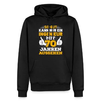 Ingenieur 70. Geburtstag Geschenk für Männer - Männer Premium Bio Hoodie - Schwarz - Vorne - Nico (187cm)