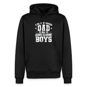 Papa Je suis un fier père de 2 garçons géniaux - Sweat à capuche Premium bio Homme - noir - Devant - Nico (187cm)
