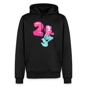 2ème anniversaire Fille 2 ans Mermaid Party - Sweat à capuche Premium bio Homme - noir - Devant - Nico (187cm)