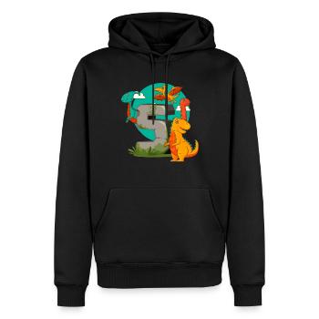 5ème anniversaire 5 ans Dino Dinosaur Fan - Sweat à capuche Premium bio Homme - noir - Devant - Nico (187cm)