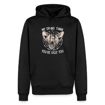 Mon Sphinx pense que toi aussi tu es moche Sphynx - Sweat à capuche Premium bio Homme - noir - Devant - Nico (187cm)