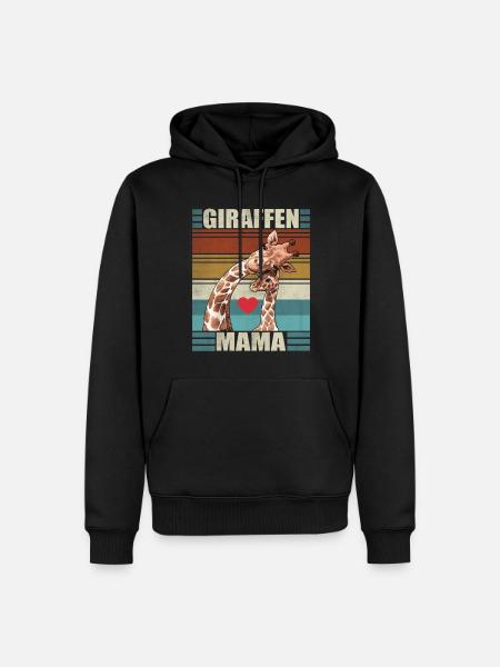 Giraffen Mama Kind Retro Giraffe - Männer Premium Bio Hoodie - Schwarz