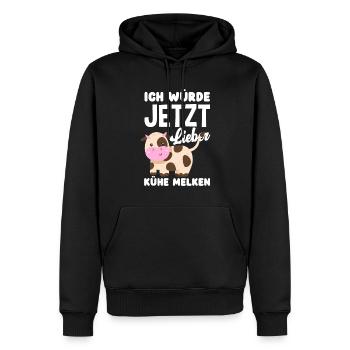Ich Würde Jetzt Lieber Kühe Melken Kuh Bauer - Männer Premium Bio Hoodie - Schwarz - Vorne - Nico (187cm)