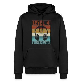 4. Geburtstag Junge Gamer Level 4 Jahre - Männer Premium Bio Hoodie - Schwarz - Vorne - Nico (187cm)