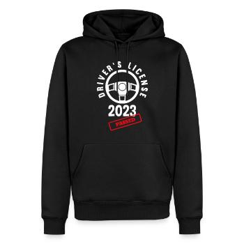 Cadeau de permis de conduire réussi - Sweat à capuche Premium bio Homme - noir - Devant - Nico (187cm)