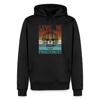 18. Geburtstag Gamer Level 18 Jahre - Männer Premium Bio Hoodie - Schwarz - Vorne - Nico (187cm)