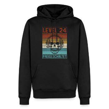 24. Geburtstag Gamer Level 24 Jahre - Männer Premium Bio Hoodie - Schwarz - Vorne - Nico (187cm)