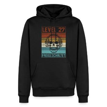27. Geburtstag Gamer Level 27 Jahre - Männer Premium Bio Hoodie - Schwarz - Vorne - Nico (187cm)