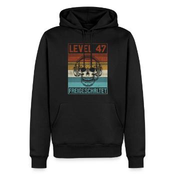 47. Geburtstag Gamer Level 47 Jahre - Männer Premium Bio Hoodie - Schwarz - Vorne - Nico (187cm)