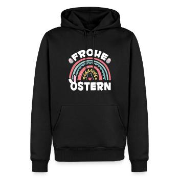 Ostereier Hase Regenbogen Frauen Mädchen Frohe Ost - Männer Premium Bio Hoodie - Schwarz - Vorne - Nico (187cm)