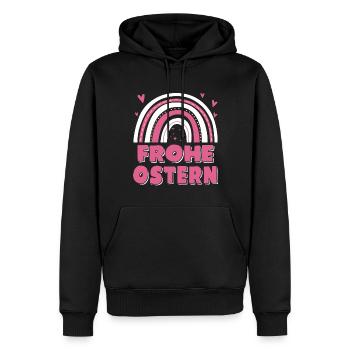 Oster Regenbogen Frohe Ostern - Männer Premium Bio Hoodie - Schwarz - Vorne - Nico (187cm)