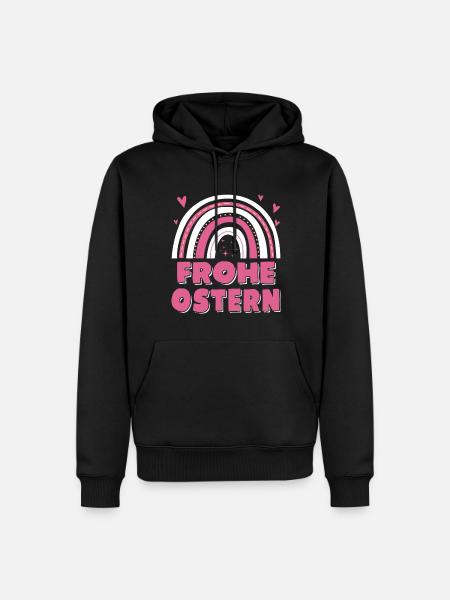 Oster Regenbogen Frohe Ostern - Männer Premium Bio Hoodie - Schwarz