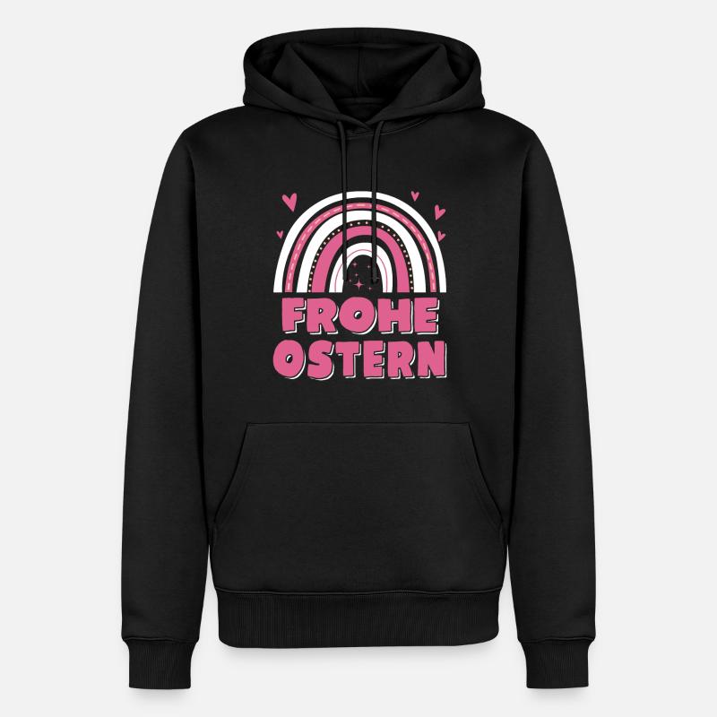 Oster Regenbogen Frohe Ostern - Männer Premium Bio Hoodie - Schwarz