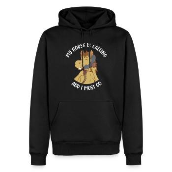 My Horse Is Calling And I Must Go Pferd Geschenk - Männer Premium Bio Hoodie - Schwarz - Vorne - Nico (187cm)