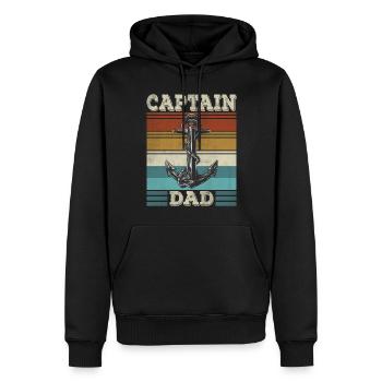 Captain Papa Sailboat Anchor Sailor Papa - Men’s Premium Organic Hoodie - black - Front - Nico (187cm)