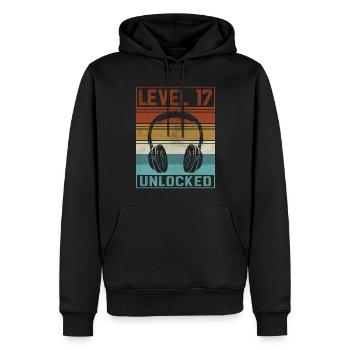Gamer Boy 17th Birthday Gamer - Men’s Premium Organic Hoodie - black - Front - Nico (187cm)