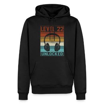 Joueur 22e anniversaire Joueur - Sweat à capuche Premium bio Homme - noir - Devant - Nico (187cm)