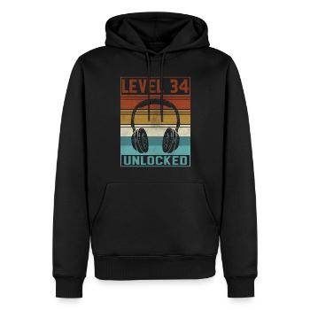 Gamer 34th Birthday Gamer - Men’s Premium Organic Hoodie - black - Front - Nico (187cm)