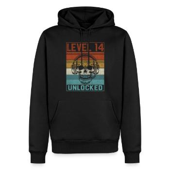 14e anniversaire du joueur - Sweat à capuche Premium bio Homme - noir - Devant - Nico (187cm)