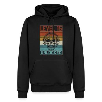 15e anniversaire du joueur - Sweat à capuche Premium bio Homme - noir - Devant - Nico (187cm)