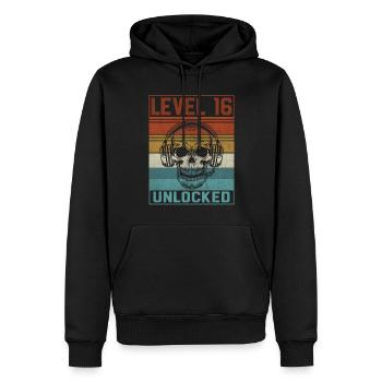 16e anniversaire du joueur - Sweat à capuche Premium bio Homme - noir - Devant - Nico (187cm)