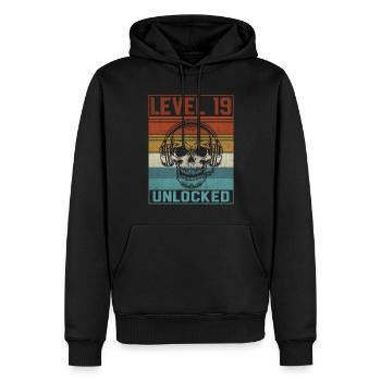 19e anniversaire du joueur - Sweat à capuche Premium bio Homme - noir - Devant - Nico (187cm)