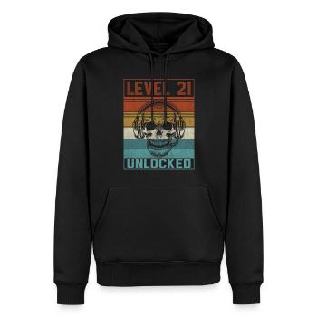 21e anniversaire du joueur - Sweat à capuche Premium bio Homme - noir - Devant - Nico (187cm)