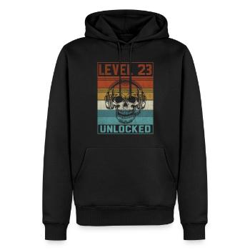 23e anniversaire du joueur - Sweat à capuche Premium bio Homme - noir - Devant - Nico (187cm)
