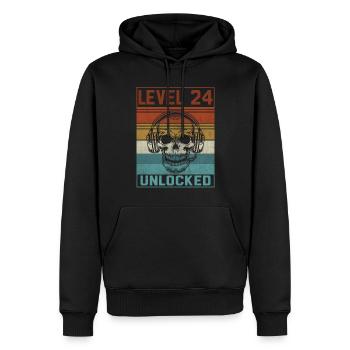 24e anniversaire du joueur - Sweat à capuche Premium bio Homme - noir - Devant - Nico (187cm)