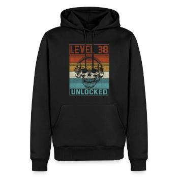38e anniversaire du joueur - Sweat à capuche Premium bio Homme - noir - Devant - Nico (187cm)