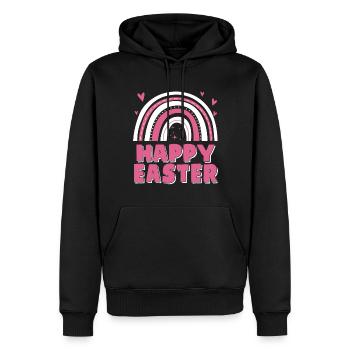 Joyeuses Pâques Femmes Mignon Arc-en-ciel - Sweat à capuche Premium bio Homme - noir - Devant - Nico (187cm)